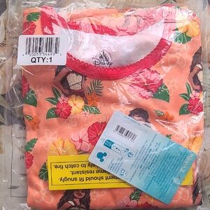 Disney Moana 2 Tropical Print Pajama Set- Orange and Green